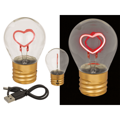 Lámpara LED brillante, corazón, incl. batería de