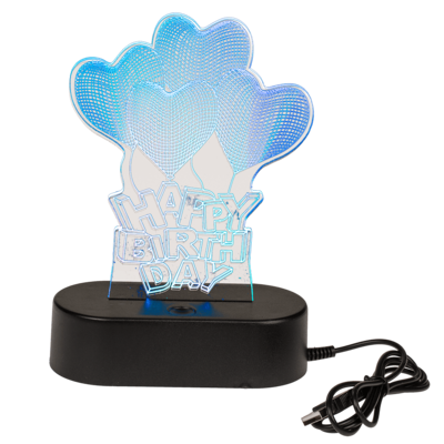 Lampada 3D, Happy Birthday, ca. 18 x 12 cm,