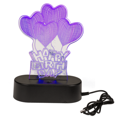 Lampada 3D, Happy Birthday, ca. 18 x 12 cm,