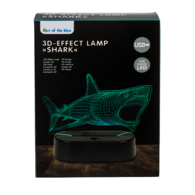 Lampe 3D, Requin, env.14 x 16 cm, en plastique,