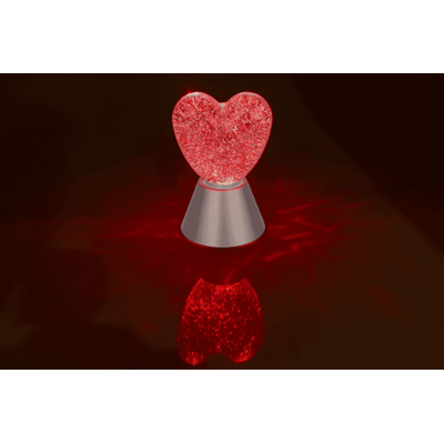 Lampe glitter "Coeur" avec glitter rouge,