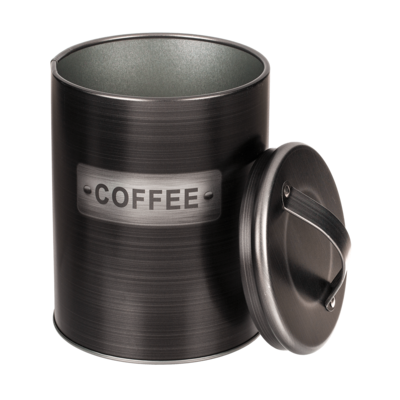 Lata redonda negra de metal, Coffee,