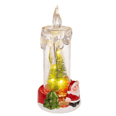 LED candle with Christmas scene, acrylic/dolomite,