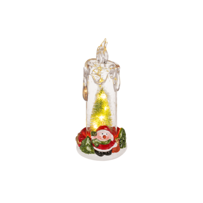 LED candle with Christmas scene, acrylic/dolomite,