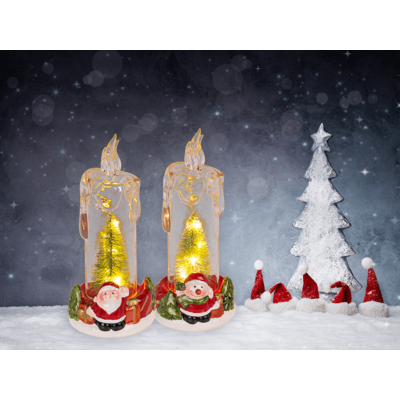 LED-Kerze mit Weihnachts-Szenerie, Acryl/Dolomite
