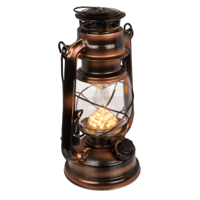 LED metal storm lantern, 15 x 25 cm, for 2 x