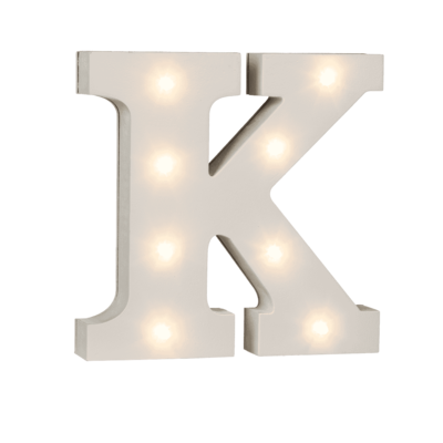 Letra de madera iluminada K, con 8 LED,