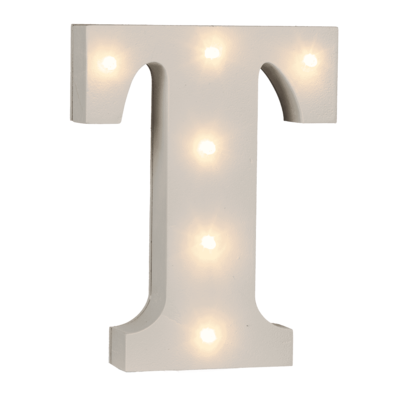 Letra de madera iluminada T, con 6 LED,