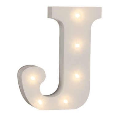 Lettera di legno illuminata J, con 6 LED,