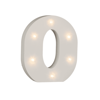 Lettera di legno illuminata O, con 6 LED,