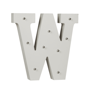 Lettera di legno illuminata W, con 9 LED,