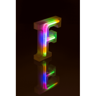 Lettera illuminata al neon, F, altezza: 16 cm,