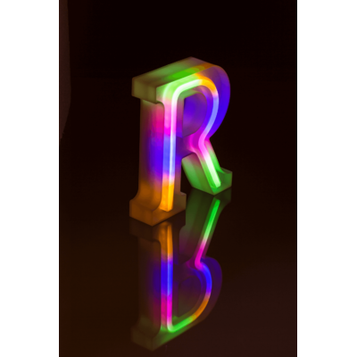 Lettera illuminata al neon, R, altezza: 16 cm,
