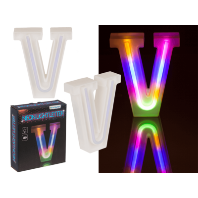 Lettera illuminata al neon, V, altezza: 16 cm,