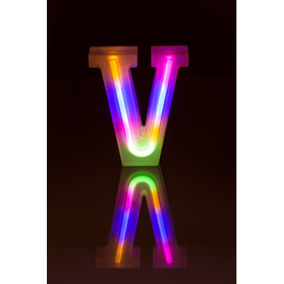 Lettera illuminata al neon, V, altezza: 16 cm,