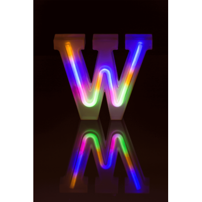 Lettera illuminata al neon, W, altezza: 16 cm,