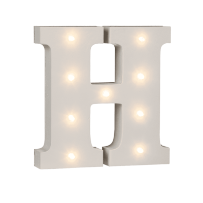Lettre en bois illuminée H, avec 9 LED,