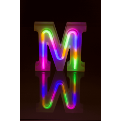 Lettre lumineuse néon, M, hauteur:16 cm,