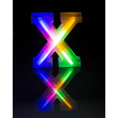 Lettre lumineuse neon, X, hauteur : 16 cm,