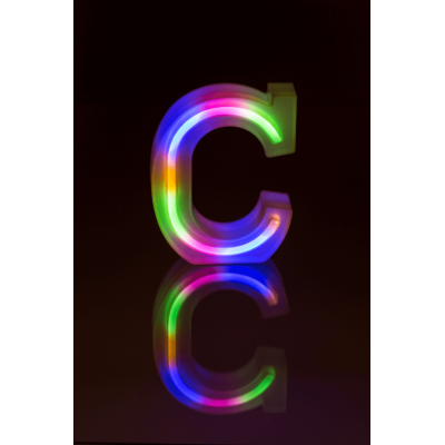 Lettre néon lumineuse, C , hauteur:16 cm,