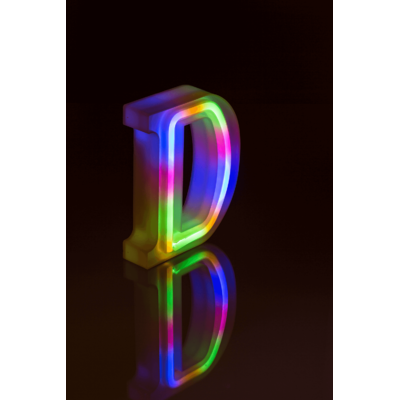 Lettre néon lumineuse, D, hauteur:16 cm,