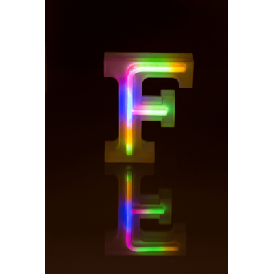 Lettre néon lumineuse, F, hauteur:16 cm,