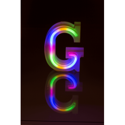 Lettre néon lumineuse, G, hauteur:16 cm,
