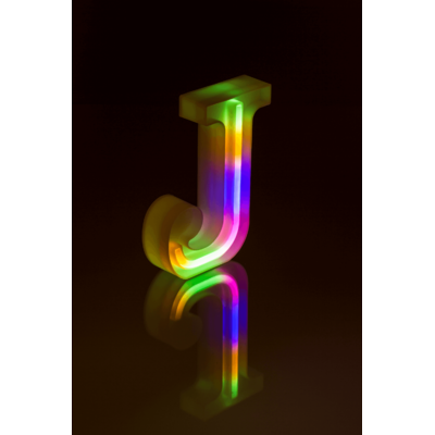 Lettre néon lumineuse, J, hauteur:16 cm,