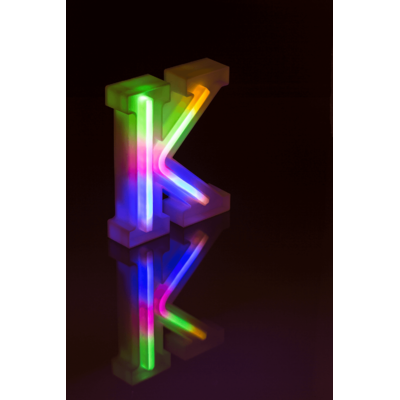 Lettre néon lumineuse, K, hauteur:16 cm,