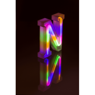 Lettre néon lumineuse, N, hauteur:16 cm,