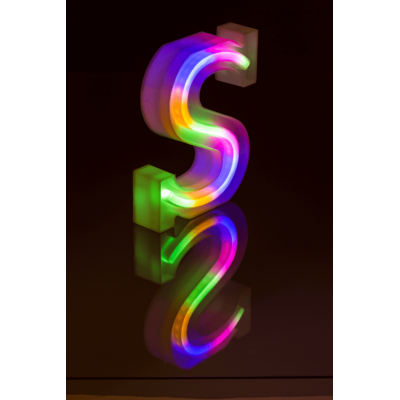 Lettre néon lumineuse, S, hauteur:16 cm,