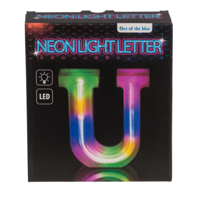 Lettre néon lumineuse, U, hauteur:16 cm,