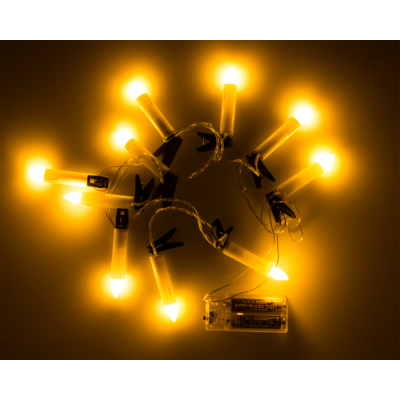 Lichterkette mit 10 LED-Kerzen, Timer & Clip,