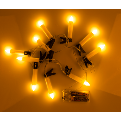 Lichterkette mit 10 LED-Kerzen, Timer & Clip,