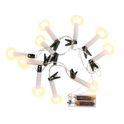 Lichterkette mit 10 LED-Kerzen, Timer & Clip,