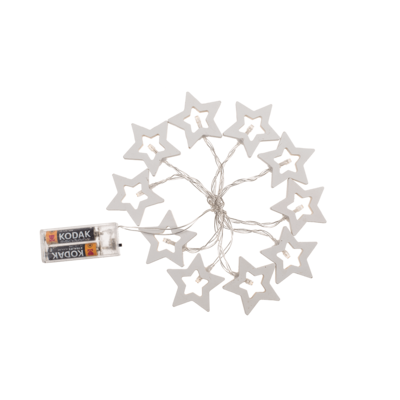 Light chain, wooden star with 10 warm white LED