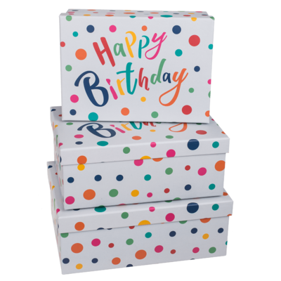 light grey colored paper gift box, Happy Birthday,