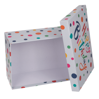 light grey colored paper gift box, Happy Birthday,