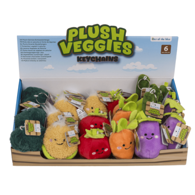 Llavero de metal, verduras de peluche