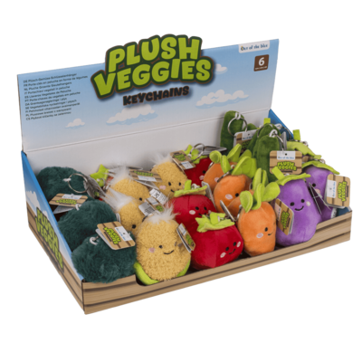 Llavero de metal, verduras de peluche