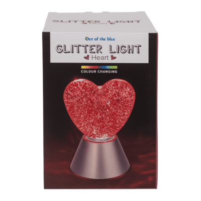 Luce glitterata "Cuore", con glitter rossi