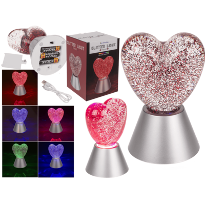 Luce glitterata "Cuore", con glitter rossi