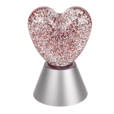 Luce glitterata "Cuore", con glitter rossi