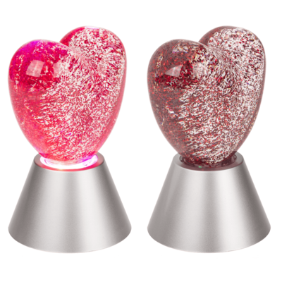 Luce glitterata "Cuore", con glitter rossi