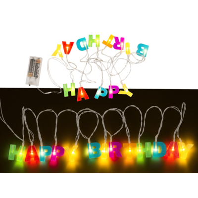 Luci fiabesche a LED "Happy Birthday", L: 1