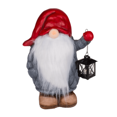 Lutin noel en céramique avec lanterne,