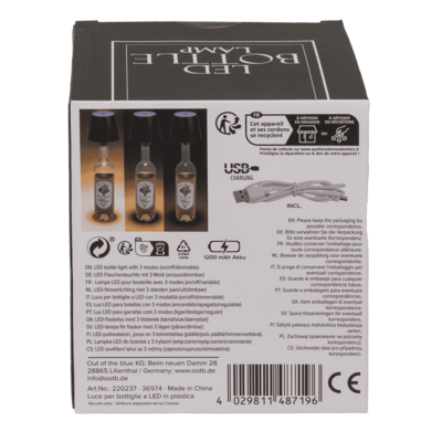 Luz LED para botella, negra