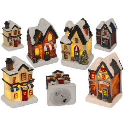 Maison de Noel lumineuse, 6,5 x 8 cm,