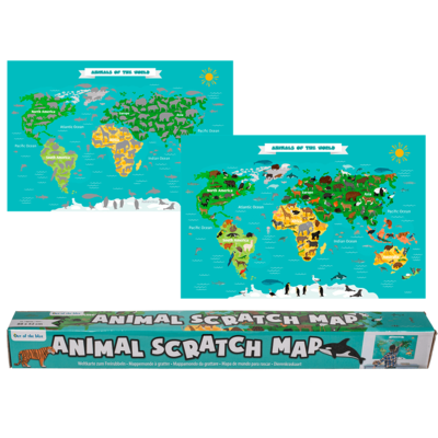 Mapa de mundo para rascar, Animales,