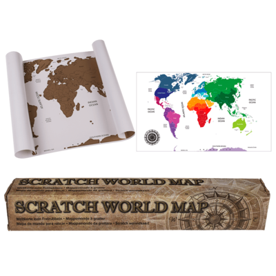 Mappamondo da grattare, ca. 42 x 30 cm